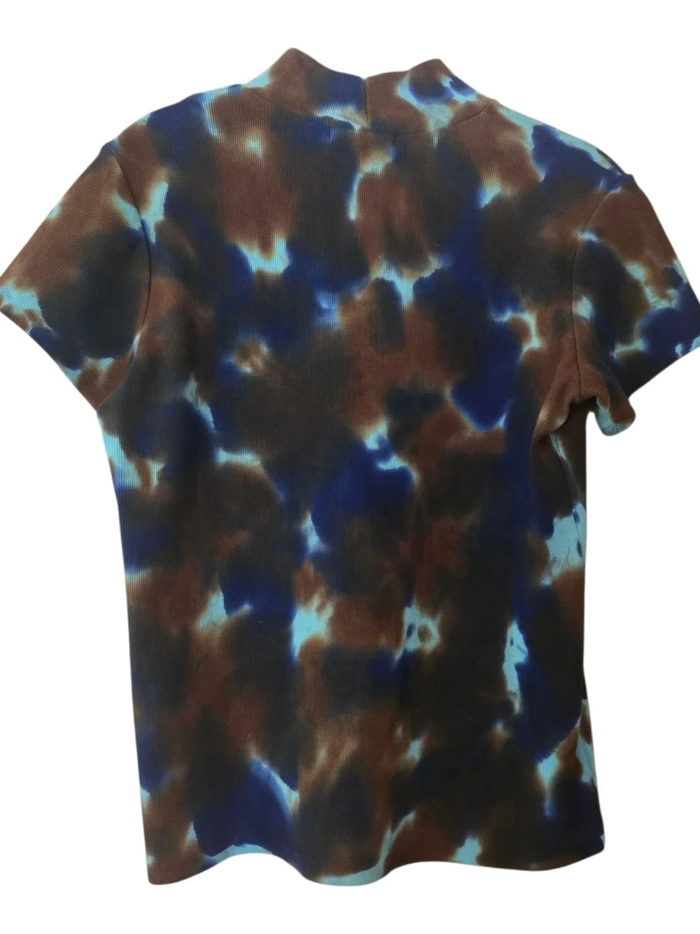 Agolde Short Sleeve Tie-Dye Turtleneck in Blue & Brown